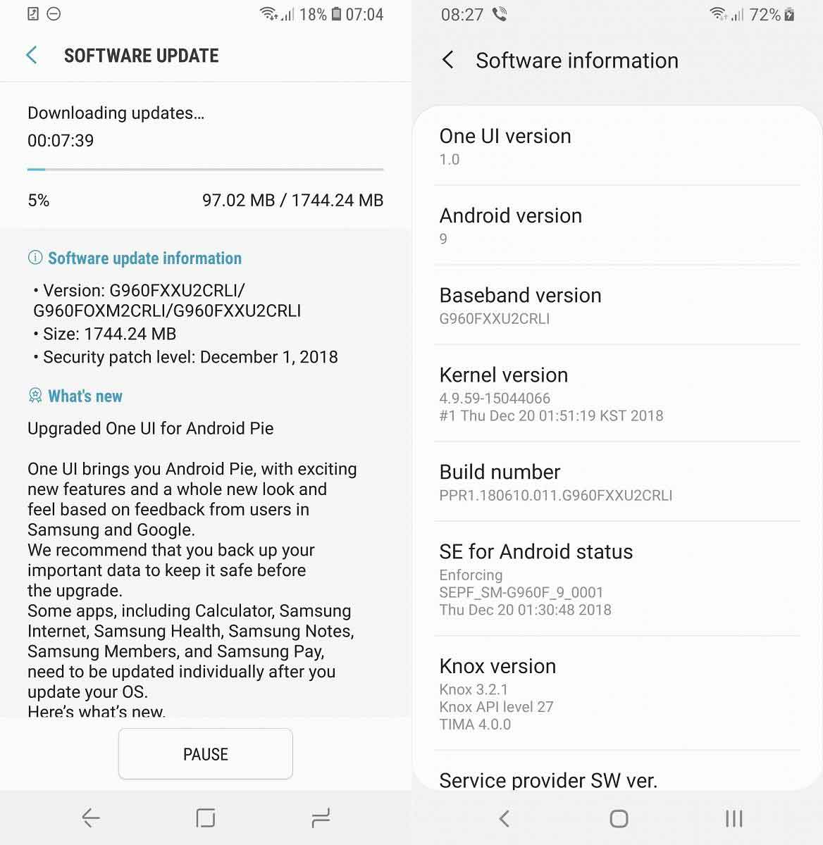 Stable Android Pie update for Galaxy S9 Stable Android Pie update for Galaxy S9