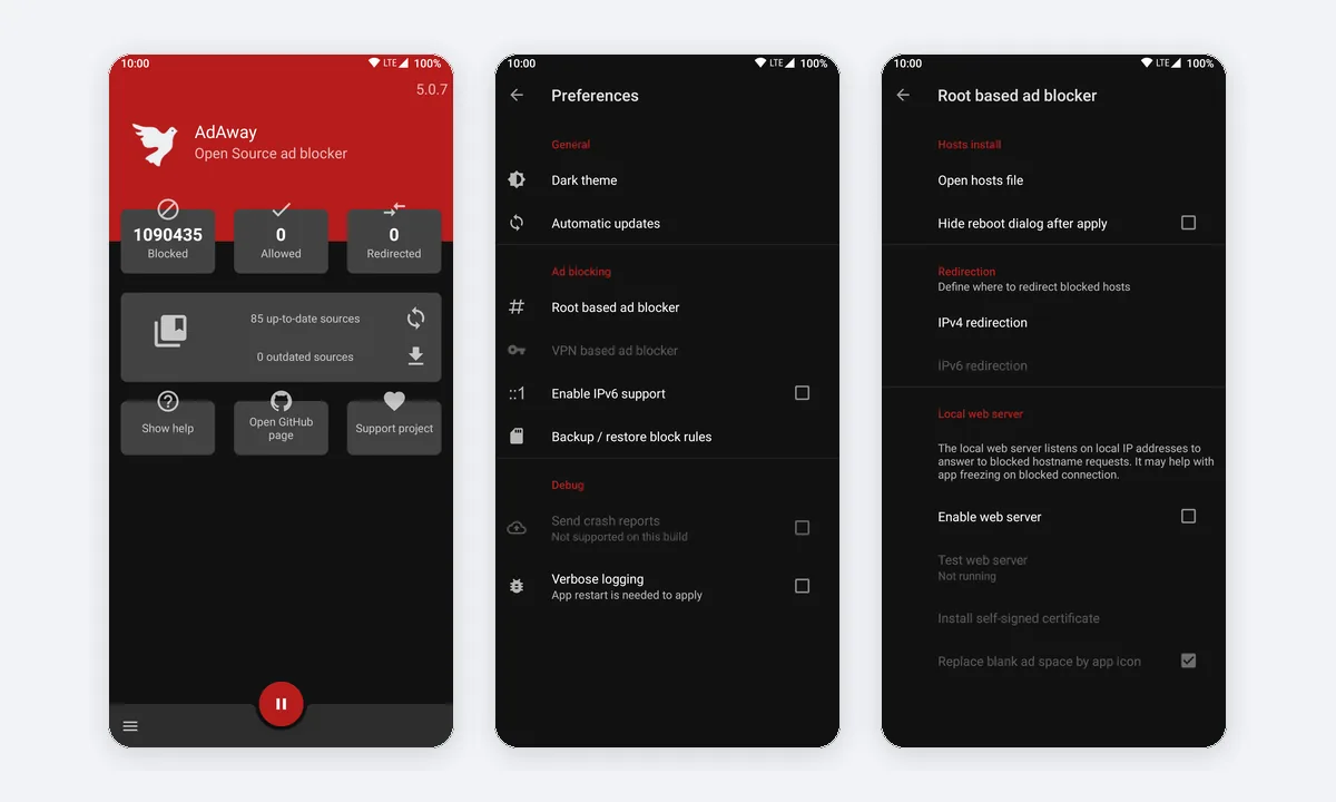 AdAway app screenshots