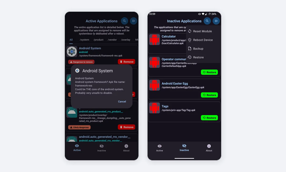 De-Bloater app screenshots