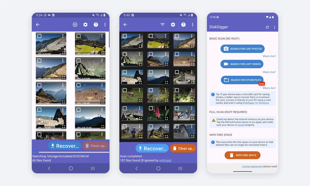 DiskDigger app screenshots