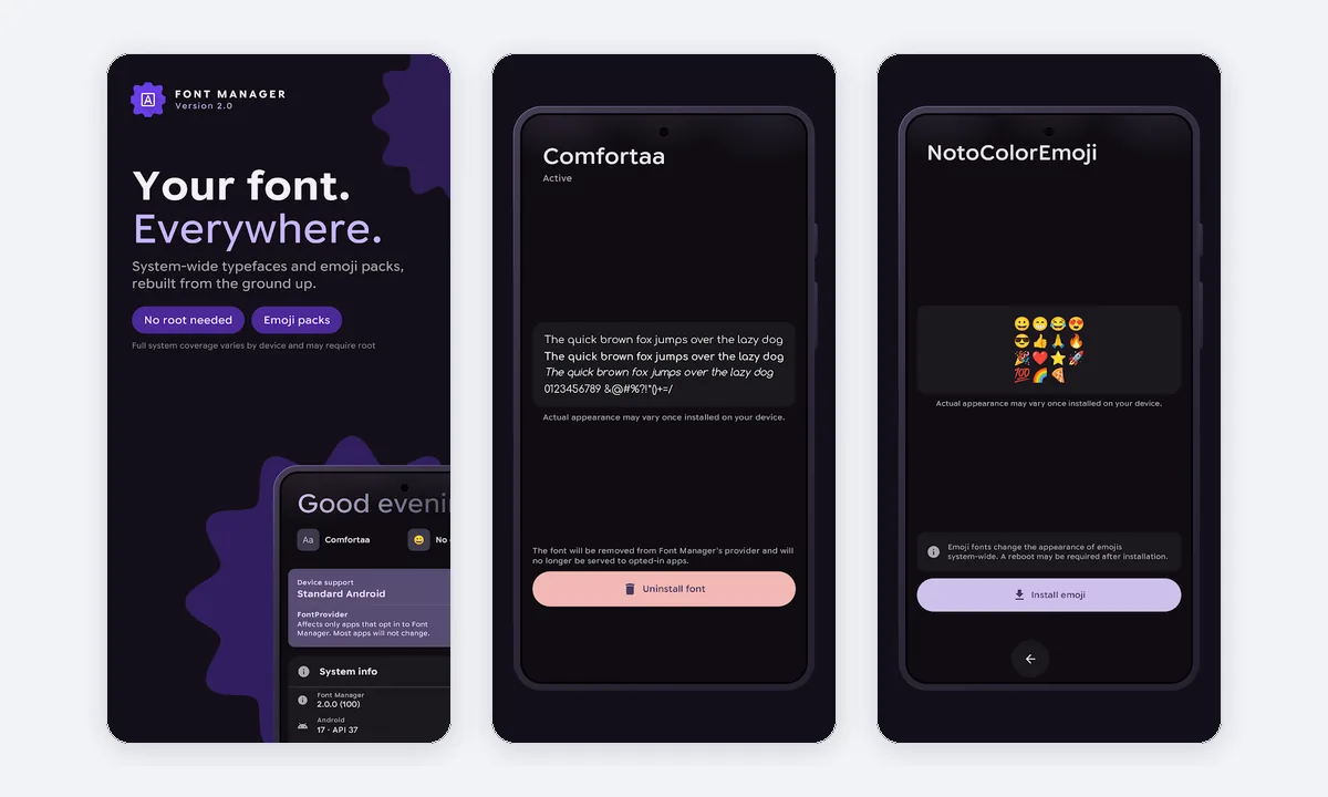 Font Manager app screenshots