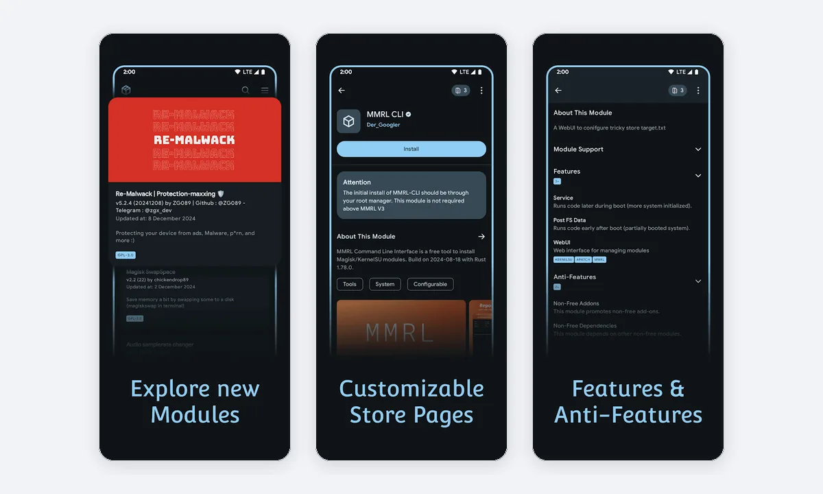 MMRL app screenshots