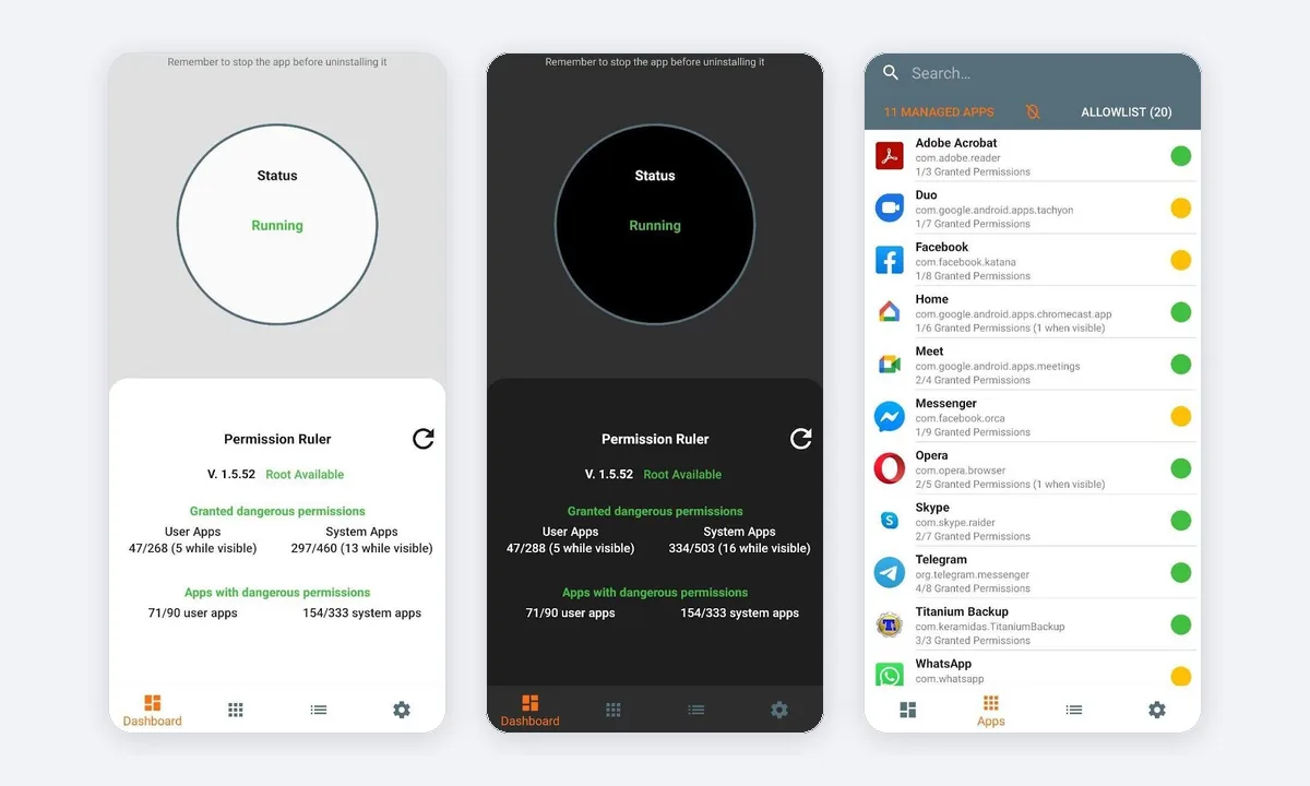 Permission Ruler app screenshots