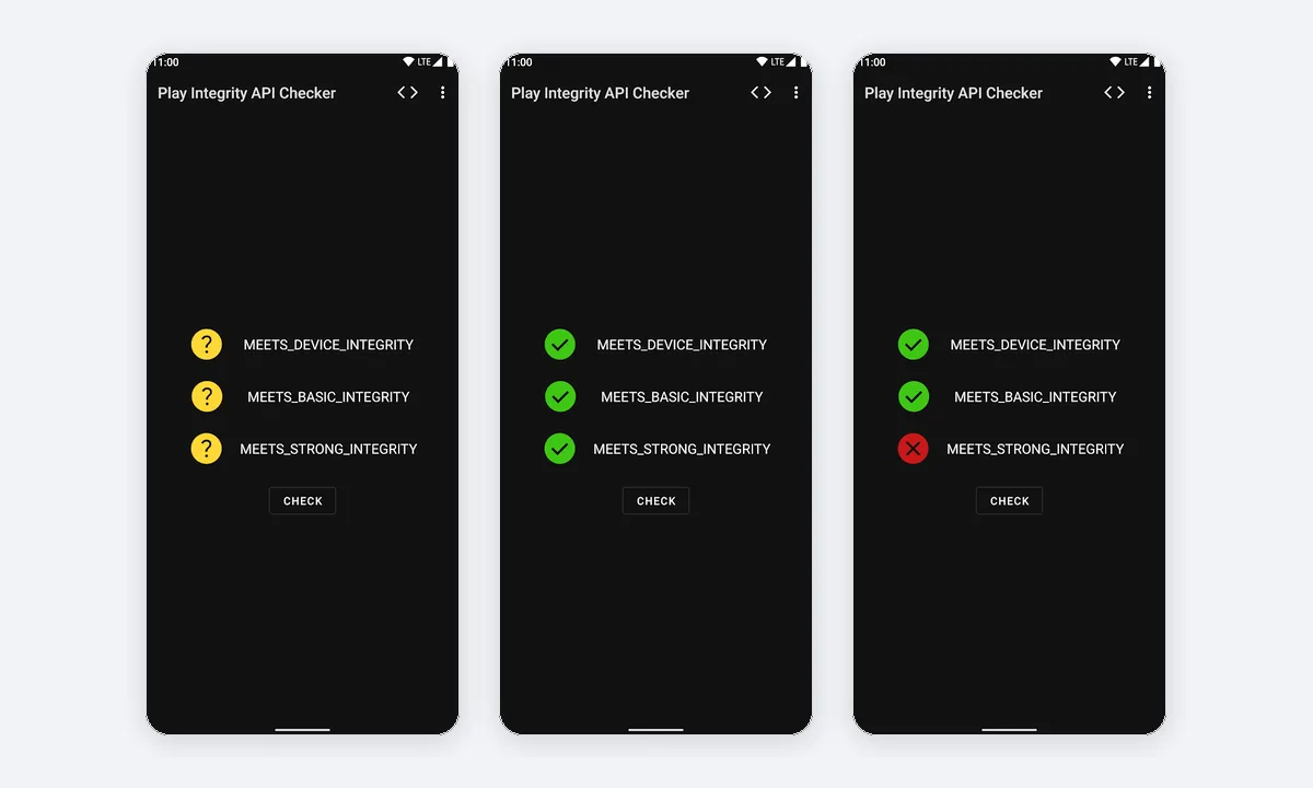 Play Integrity API Checker app screenshots