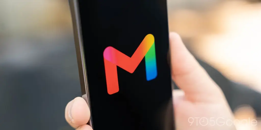 Gmail application open on a smartphone screen showing inbox emails
