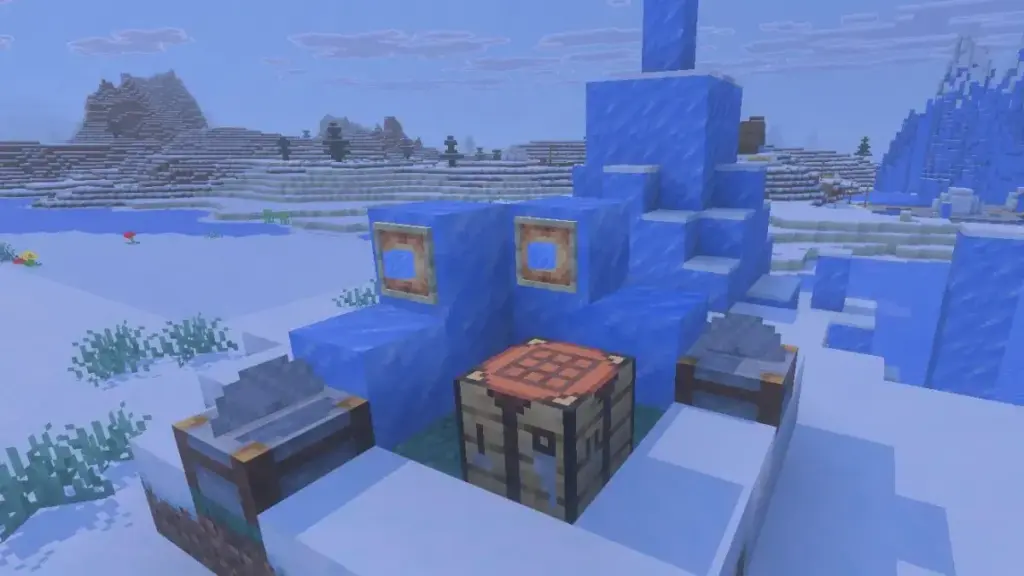 Items required to make Packed Ice Bricks laid out in Minecraft inventory