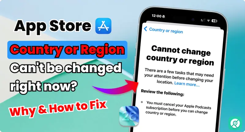 App Store Country/Region screen showing the option to change your Apple Account region