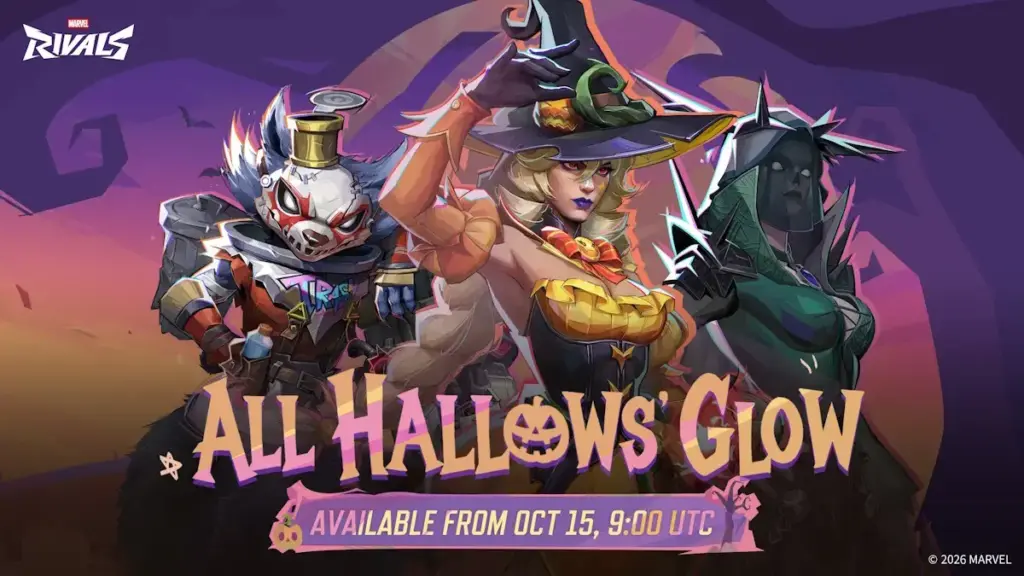 Marvel Rivals All Hallows' Glow event artwork with the event dates