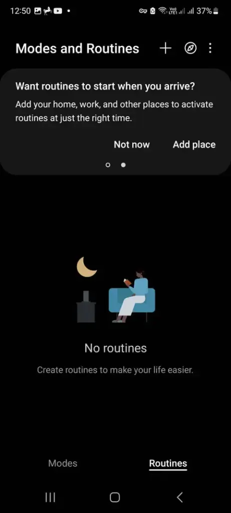 Creating a new Routine with If and Then conditions on Galaxy