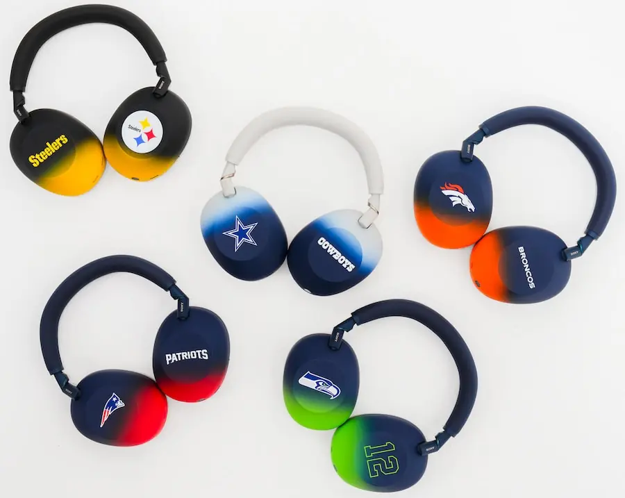 Sony WH-1000XM6 headphones shown folded flat