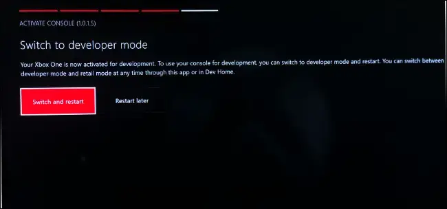 Partner Center device table after a console is activated for Dev Mode