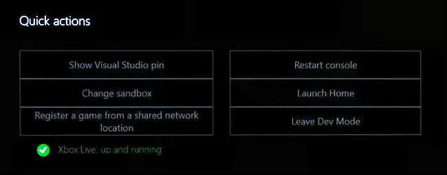 Xbox Dev Mode app Switch and Restart option on Dev Home quick actions